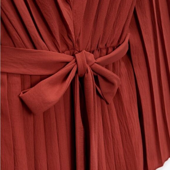 Zara Pleated Midi Dress New - Picture 4 of 9